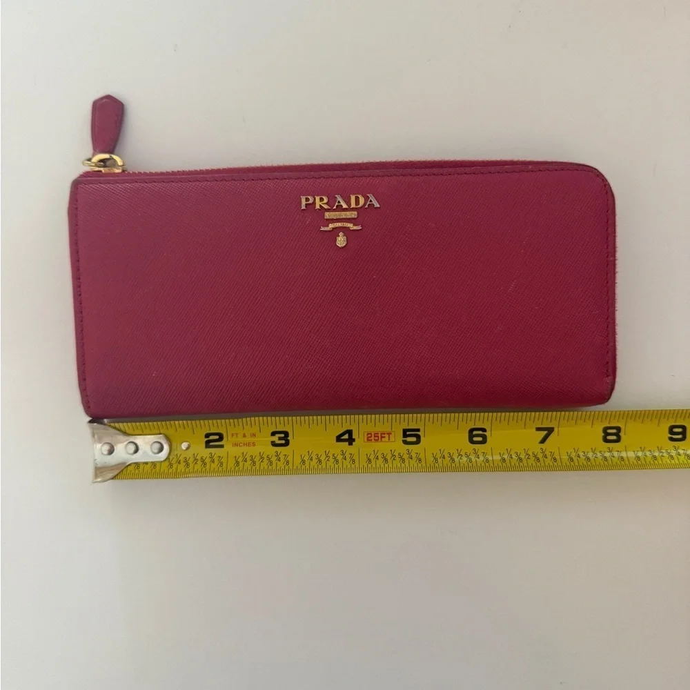 Prada Saffiano Leather Zip-Around Long Wallet – Pink Authentic